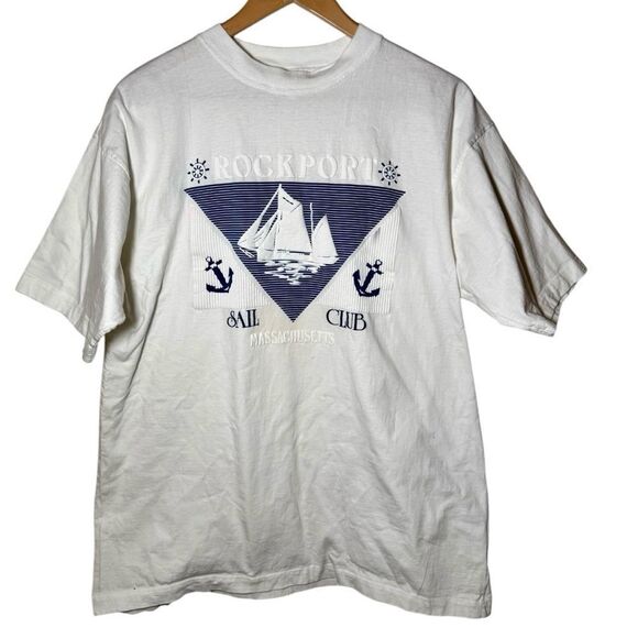 Vintage 90s Sherry’s Rockport Massachusetts Sail Club Nautical Tshirt Men’s XL - Picture 1 of 4